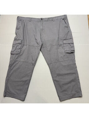 True Nation Mens Relaxed Fit Cotton Cargo Pants W52 L29 Grey Big Tall Outdoor